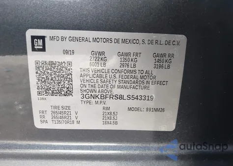 2020 Chevrolet Blazer Fwd Premier z USA, uszkodzony, nr VIN 3GNKBFRS8LS543319